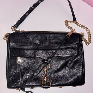 Rebecca Minkoff Black and Gold M.A.C. Crossbody bag